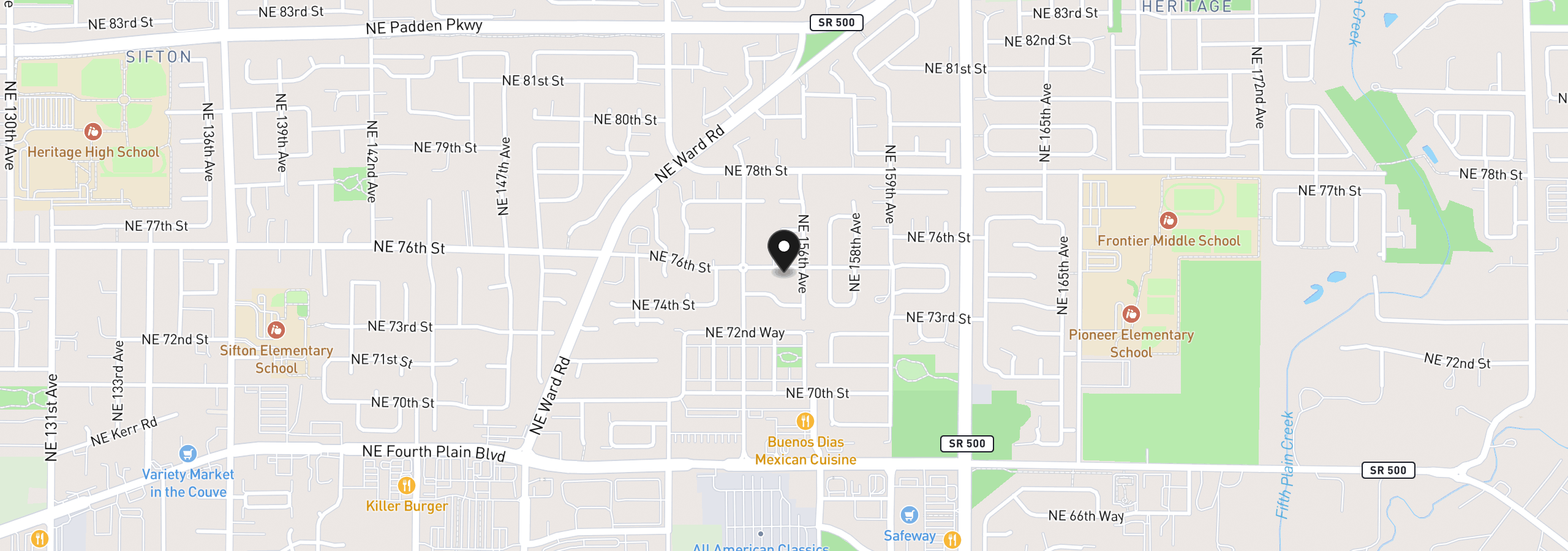 Map showing the location of 15503 NE 76th St, Vancouver, Wa 98682
