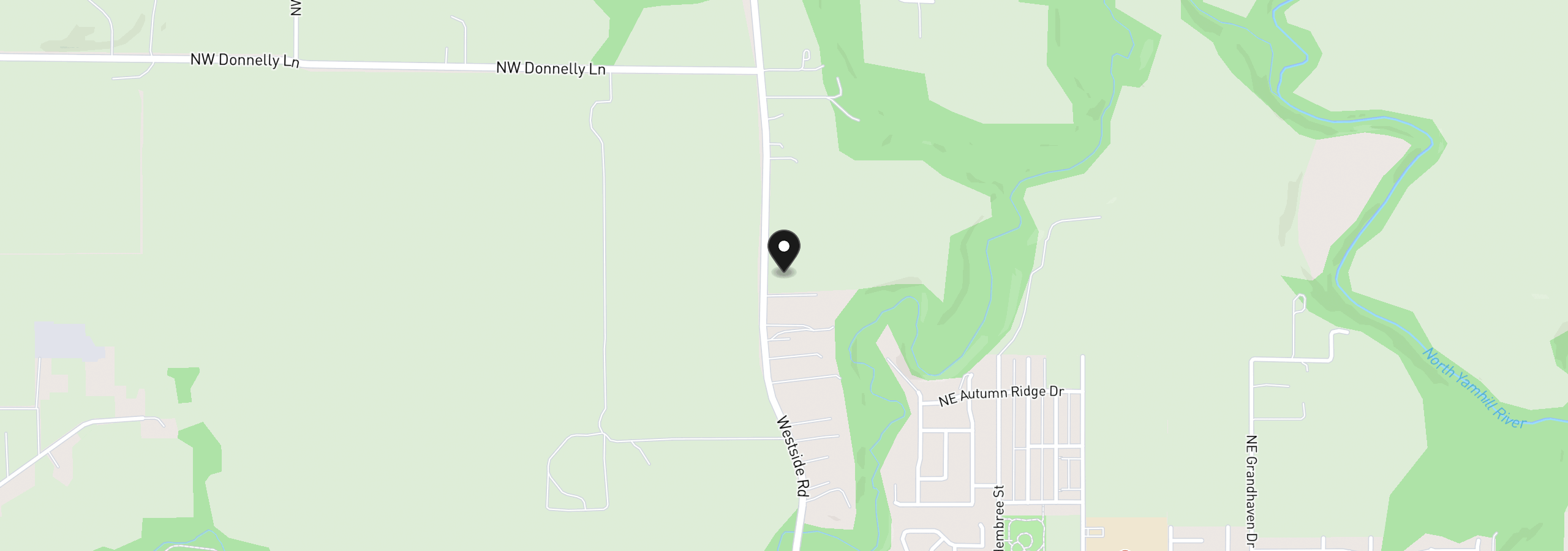 Map showing the location of 3670 NW Westside Rd, McMinnville, OR 97128