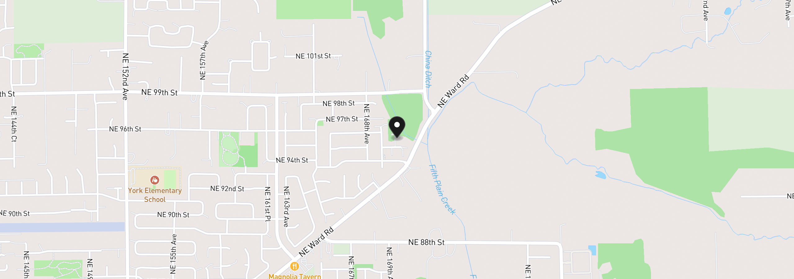 Map showing the location of 9507 NE 170th Ct, Vancouver, Wa 98682