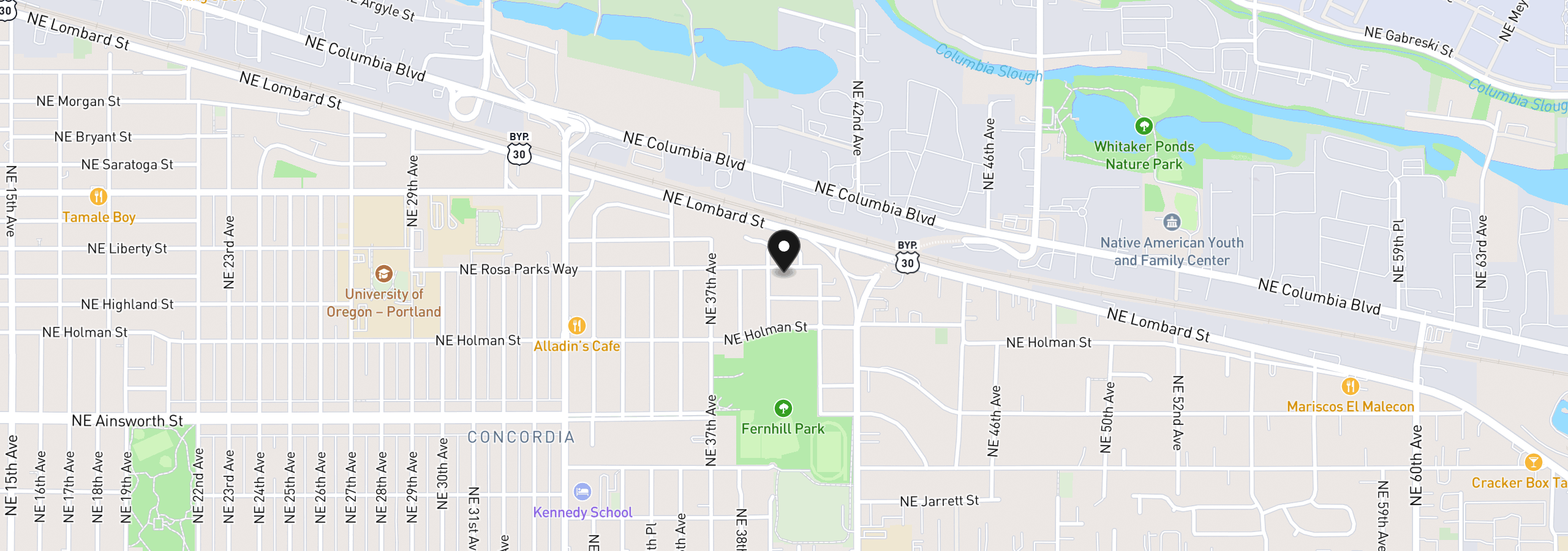 Map showing the location of 3906 NE Rosa Parks Way, Portland, OR 97211