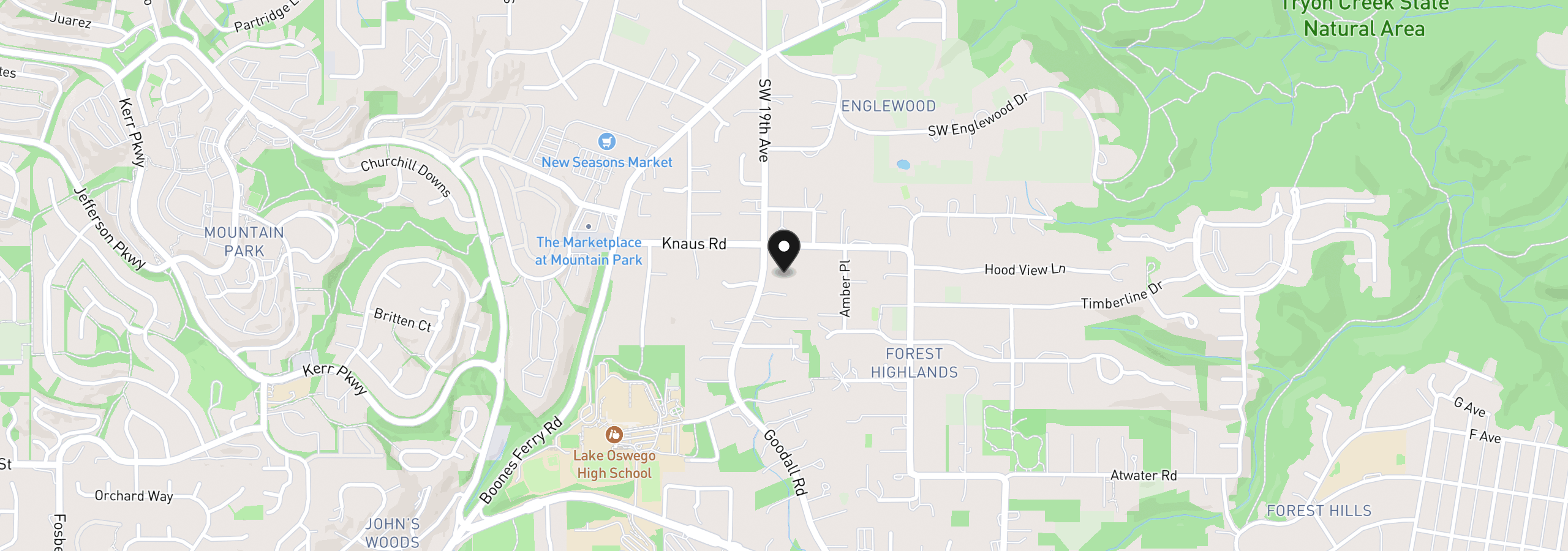 Map showing the location of 13264 Goodall Rd, Lake Oswego, OR 97034