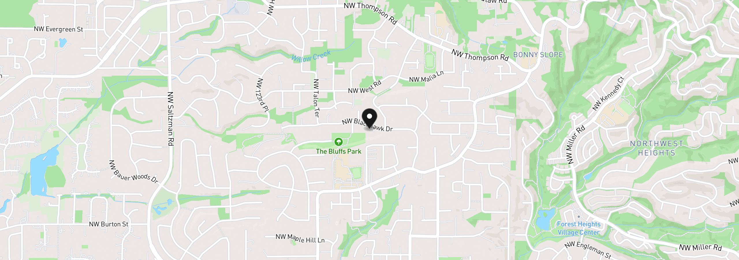 Map showing the location of 11548 NW Blackhawk Dr, Portland, OR 97229