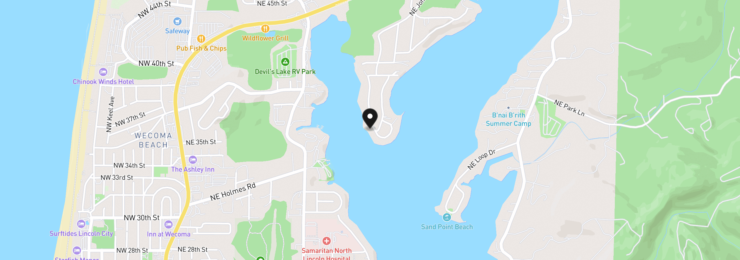 Map showing the location of 3403 NE Johns Loop, Neotsu, OR 97364
