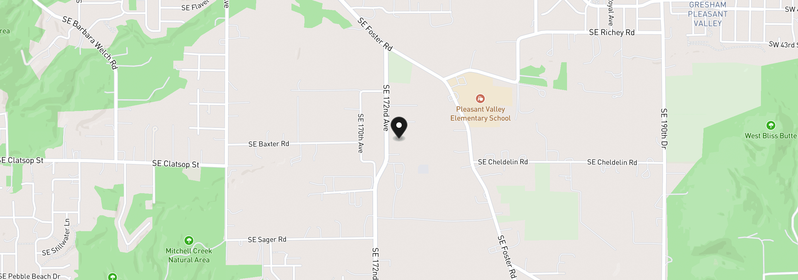 Map showing the location of 0 SE 172nd Ave, Gresham, OR 97080