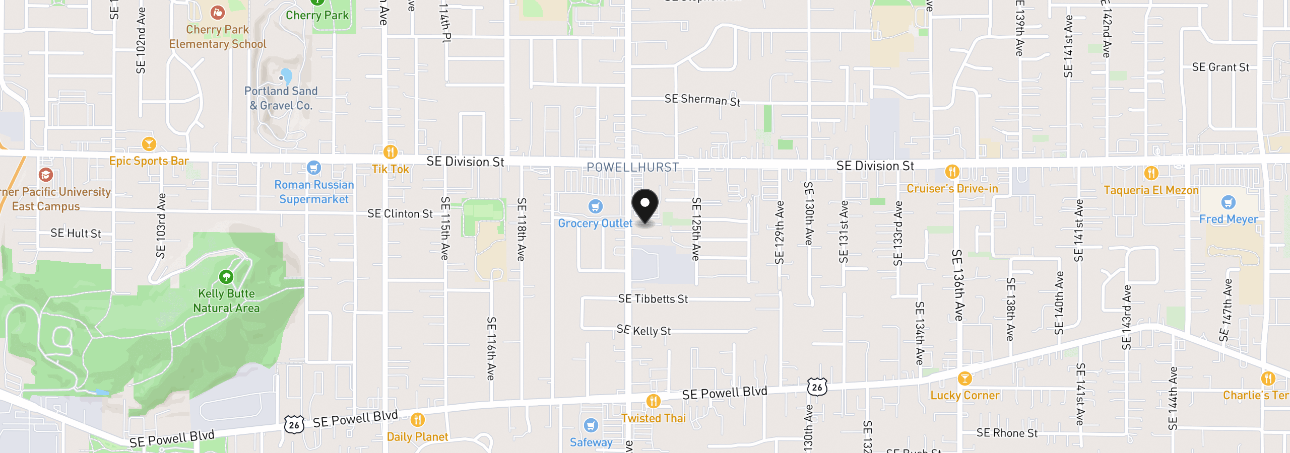 Map showing the location of 2706 SE 122nd Ave, Portland, OR 97236