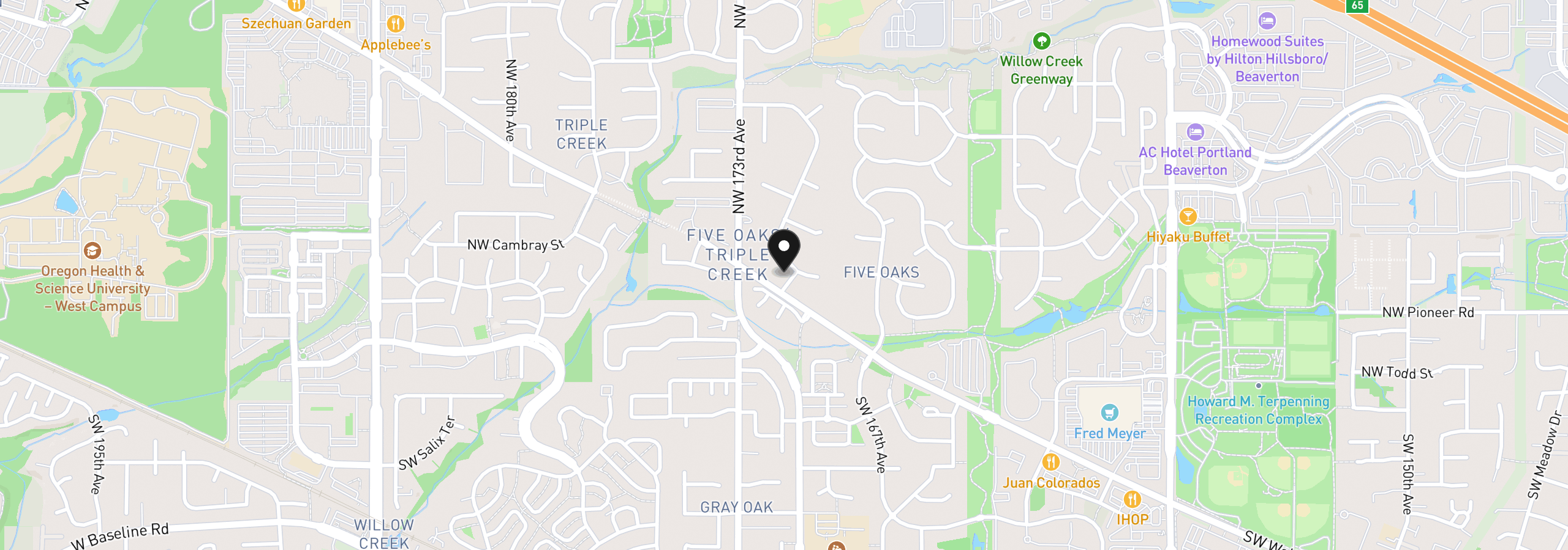 Map showing the location of 357 NW 170th Dr, Beaverton, OR 97006