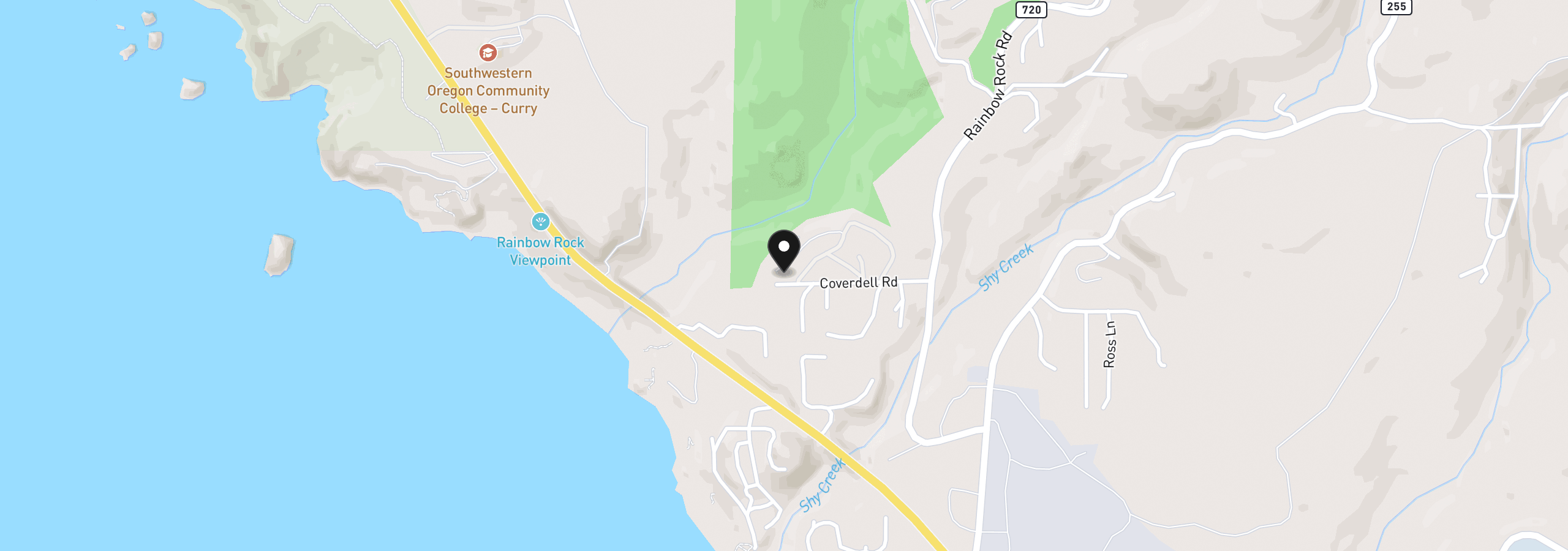 Map showing the location of 96465 Coverdell Rd 8, Brookings, OR 97415