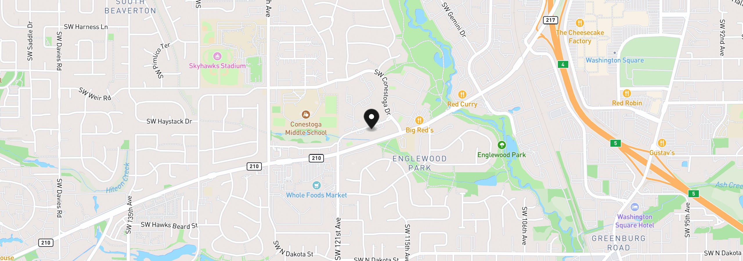 Map showing the location of 11776 SW Boones Bend Dr, Beaverton, OR 97008
