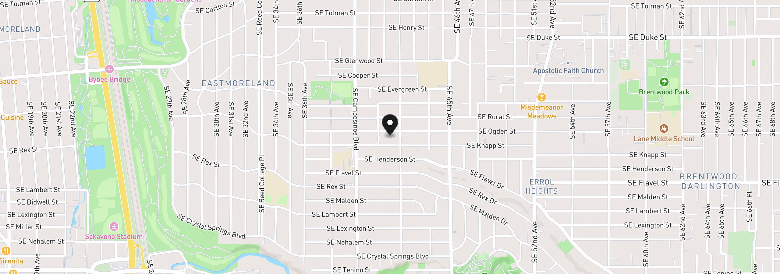 Map showing the location of 4142 SE Ogden St, Portland, OR 97202