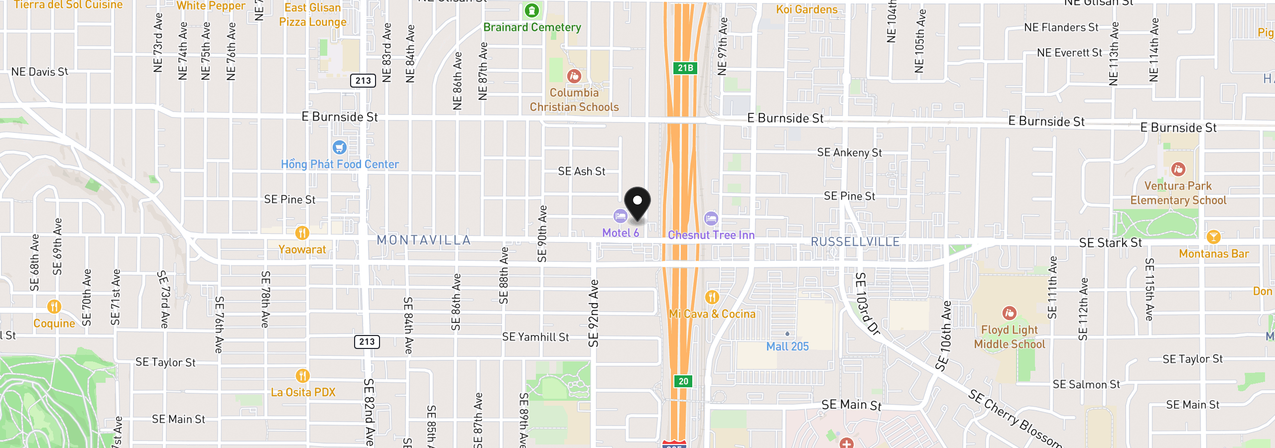 Map showing the location of 415 SE 94th Ave, Portland, OR 97216