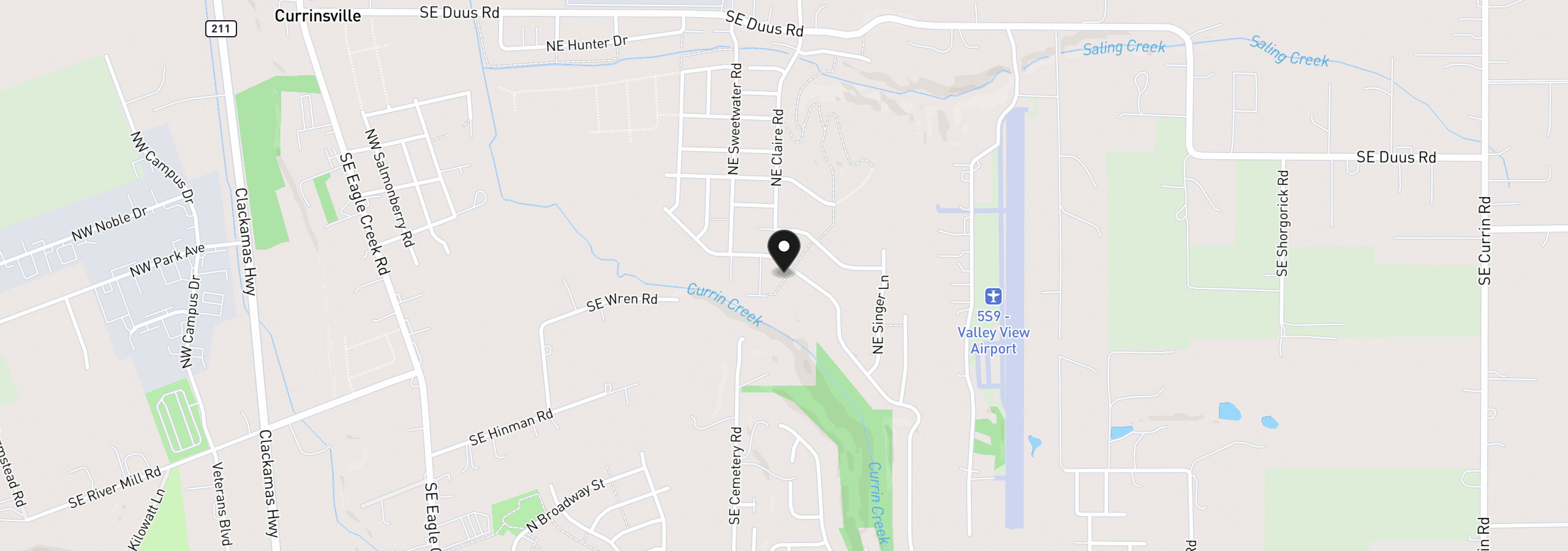 Map showing the location of 2599 NE Currin Creek Dr, Estacada, OR 97023