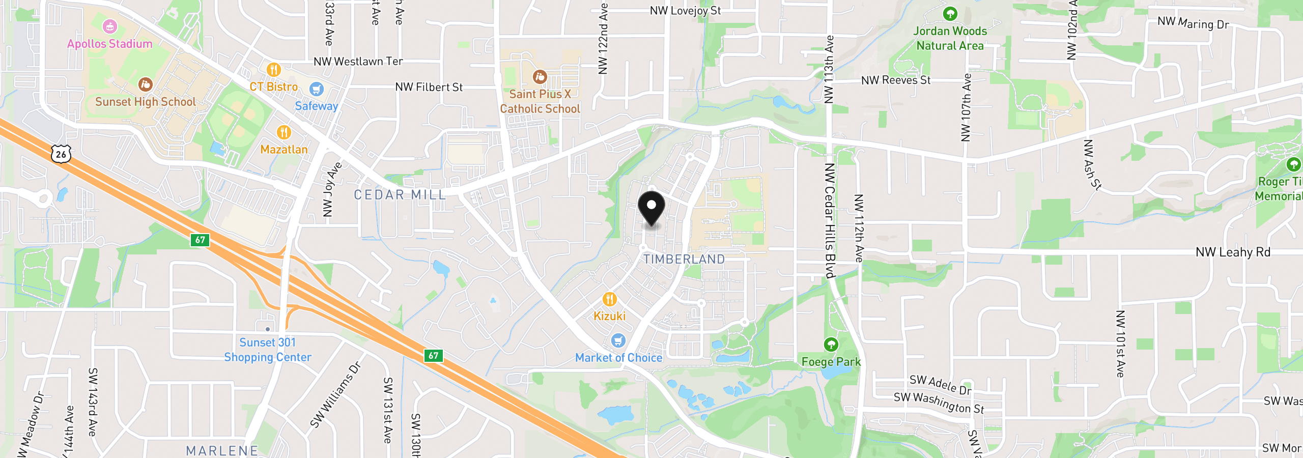 Map showing the location of 590 NW Lost Springs Ter 403, Portland, OR 97229