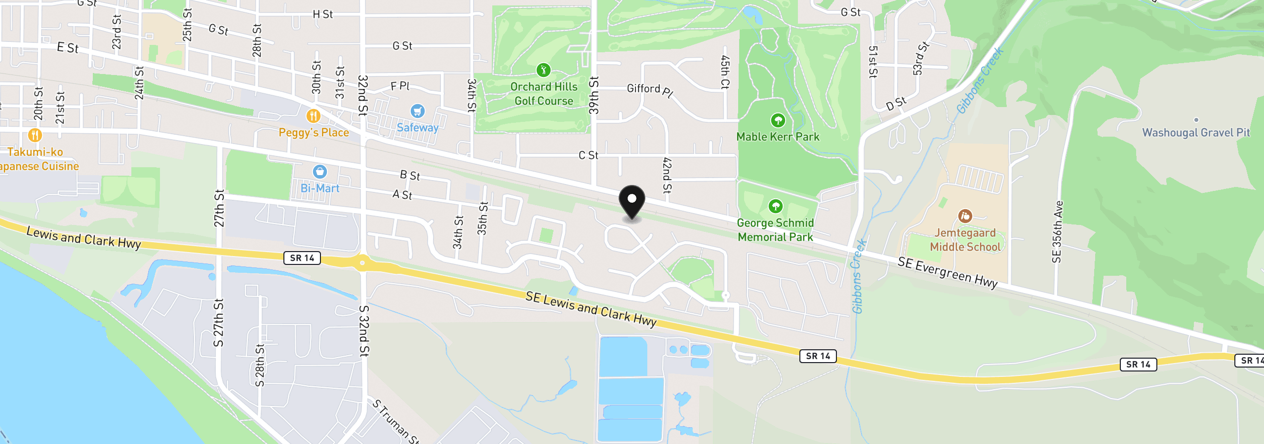 Map showing the location of 4025 A Loop, Washougal, Wa 98671