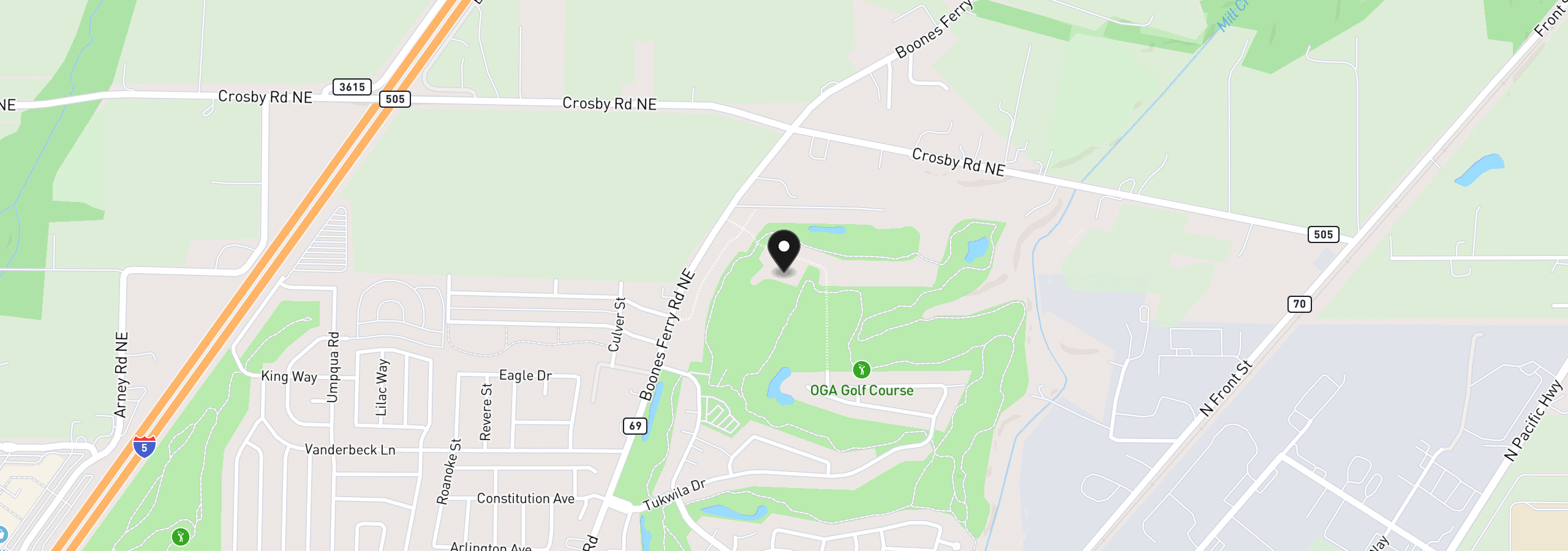 Map showing the location of 704 Magnolia Ave 43, Woodburn, OR 97071