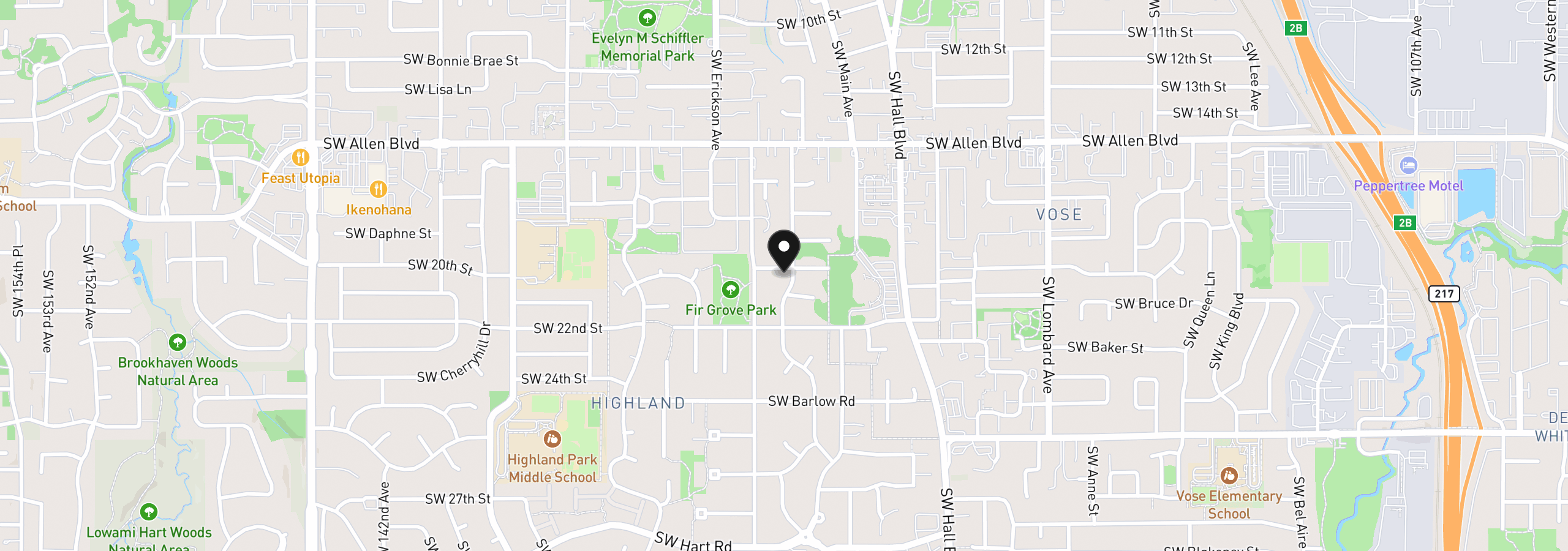 Map showing the location of 12920 SW 19th St, Beaverton, OR 97008