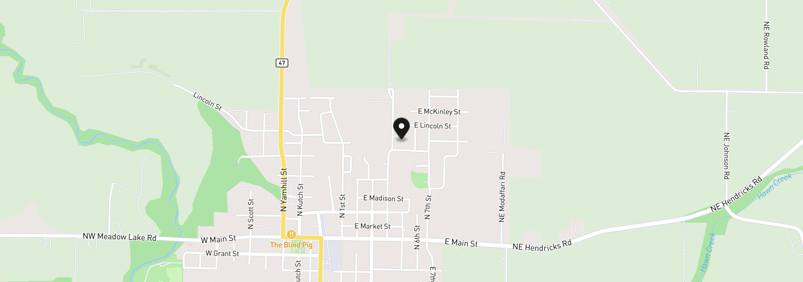 Map showing the location of 467 E Johnson St, Carlton, OR 97111