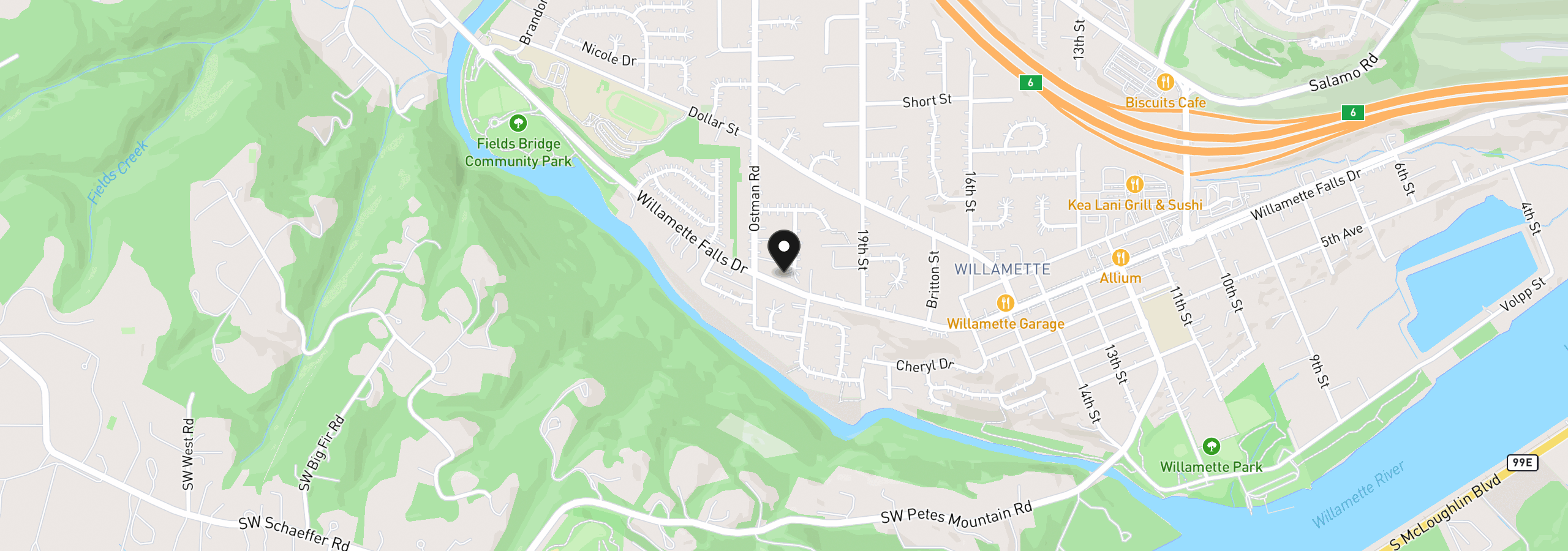 Map showing the location of 1730 Regency St, West Linn, OR 97068