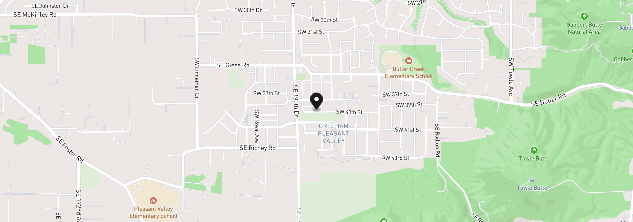 Map showing the location of 3617 SW 40th St, Gresham, OR 97080