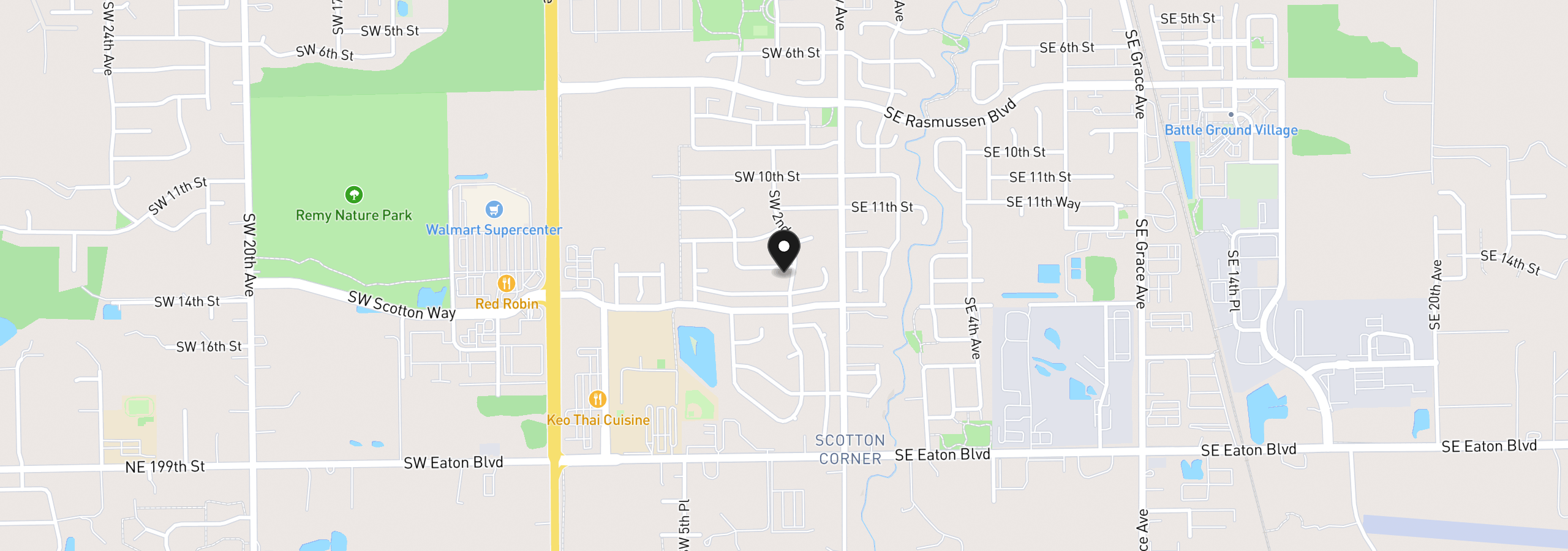 Map showing the location of 1308 SW 2nd Ave, Battle Ground, Wa 98604