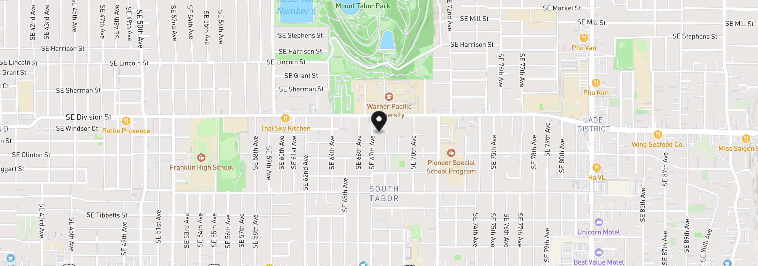 Map showing the location of 2508 SE 67th Ave, Portland, OR 97206