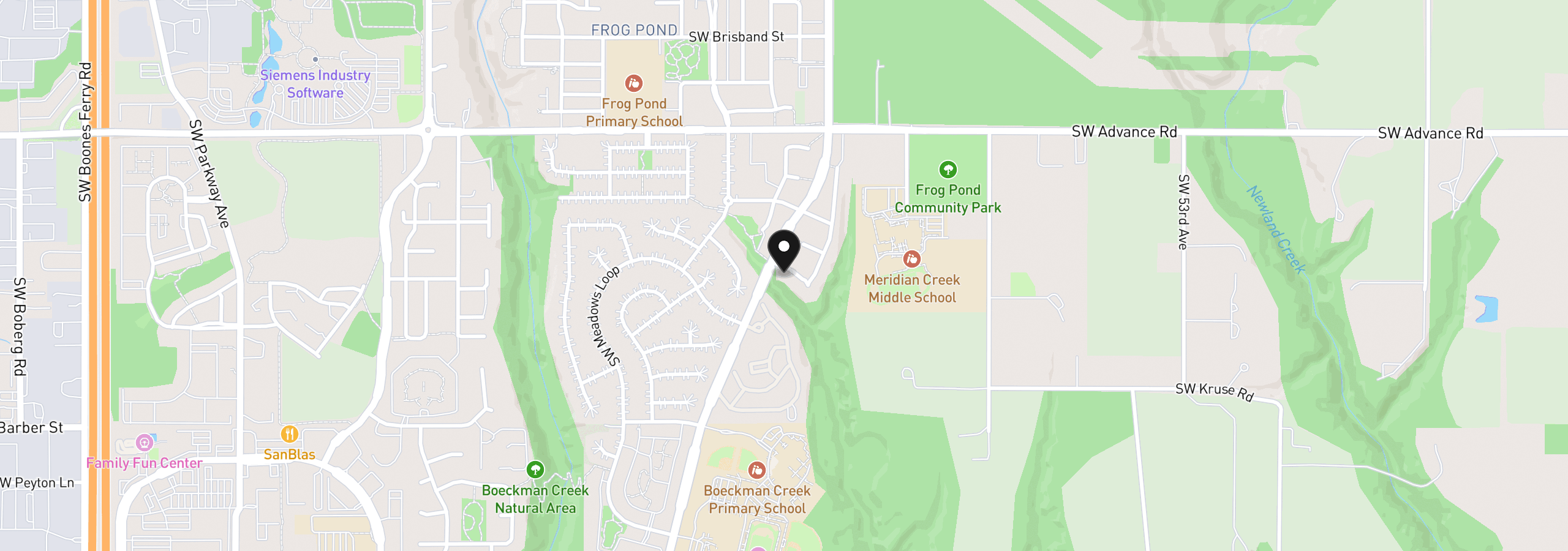 Map showing the location of 28558 SW Wagner St, Wilsonville, OR 97070