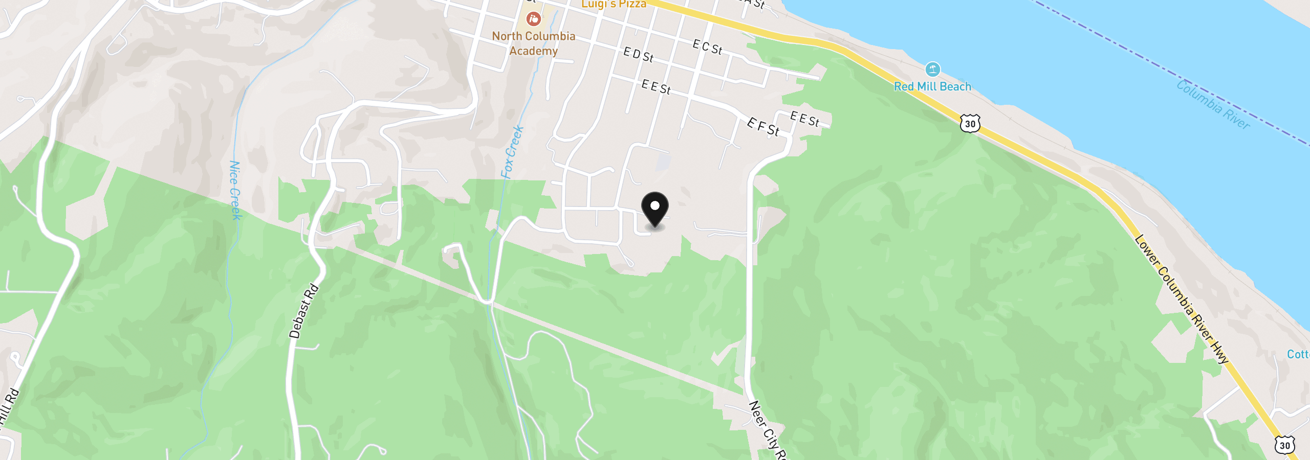 Map showing the location of Richards Dr 8, Rainier, OR 97048