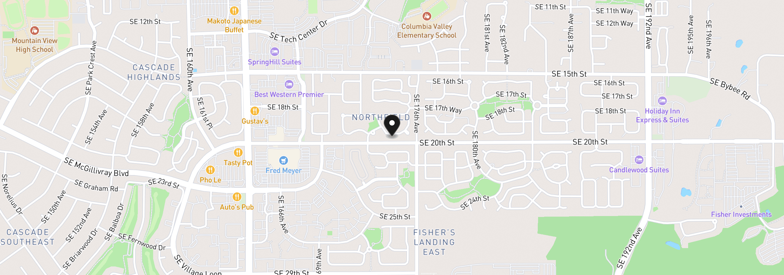 Map showing the location of 17315 SE 19th St, Vancouver, Wa 98683