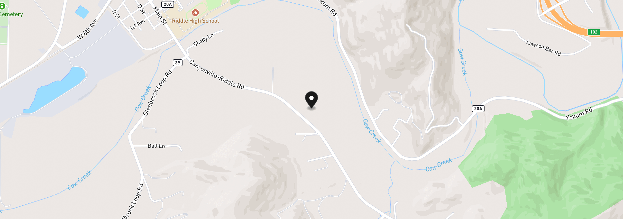 Map showing the location of 4359 Canyonville Riddle Rd, Riddle, OR 97469