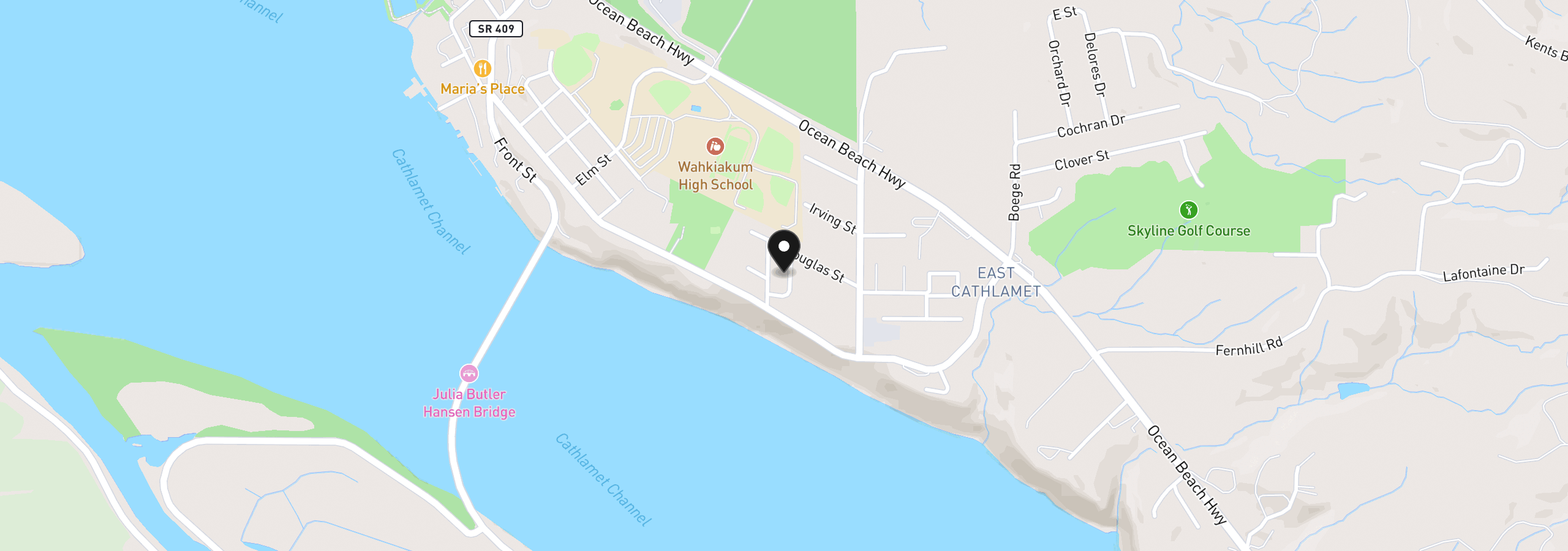 Map showing the location of 90 Glengate Loop, Cathlamet, Wa 98612