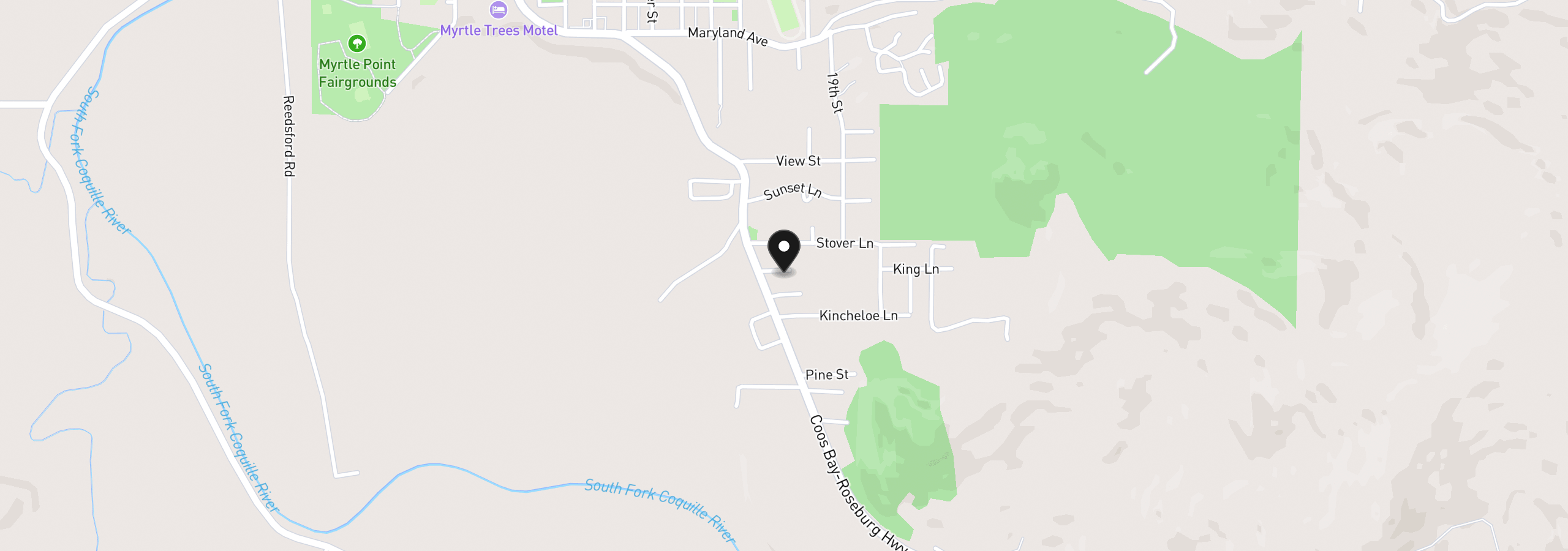 Map showing the location of 1825 Roseburg Rd, Myrtle Point, OR 97458