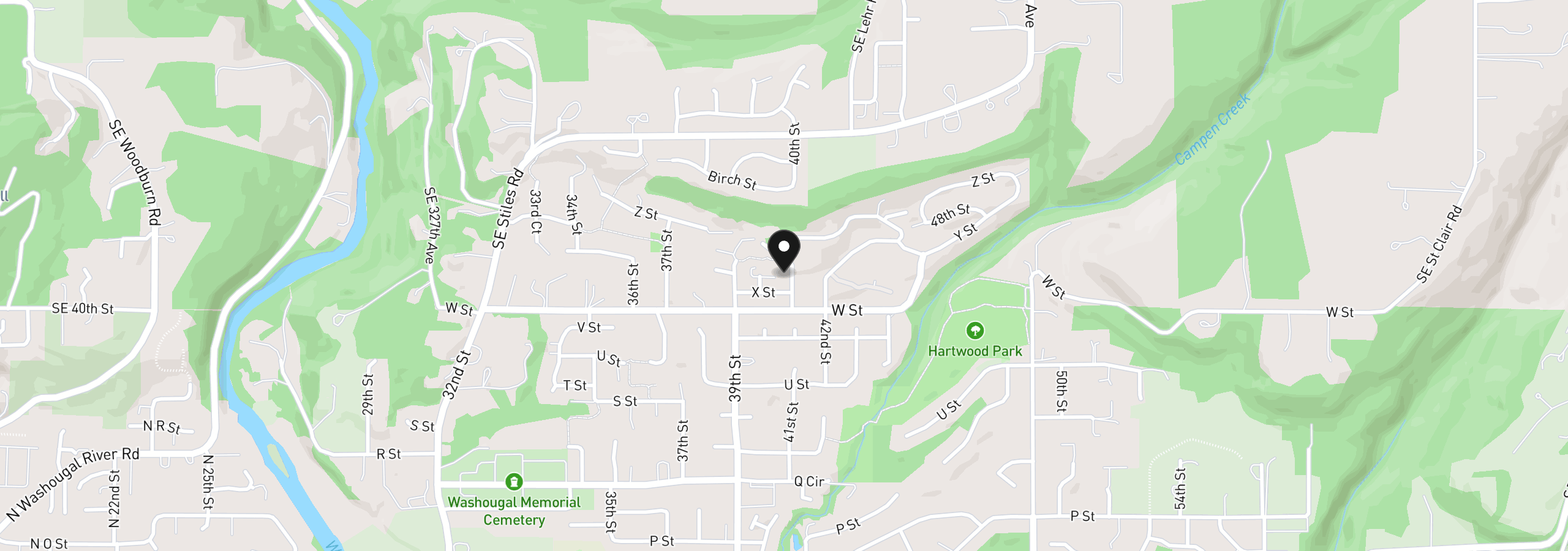 Map showing the location of 2431 41st St, Washougal, Wa 98671
