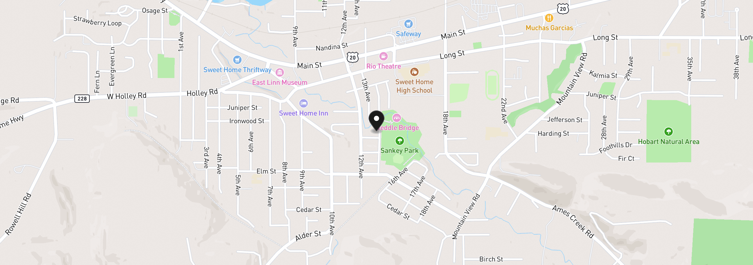 Map showing the location of 816 14th Ave, Sweet Home, OR 97386