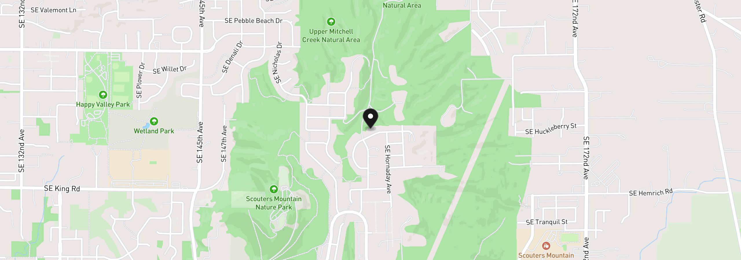 Map showing the location of 10060 SE Vradenburg Rd 397, Happy Valley, OR 97086