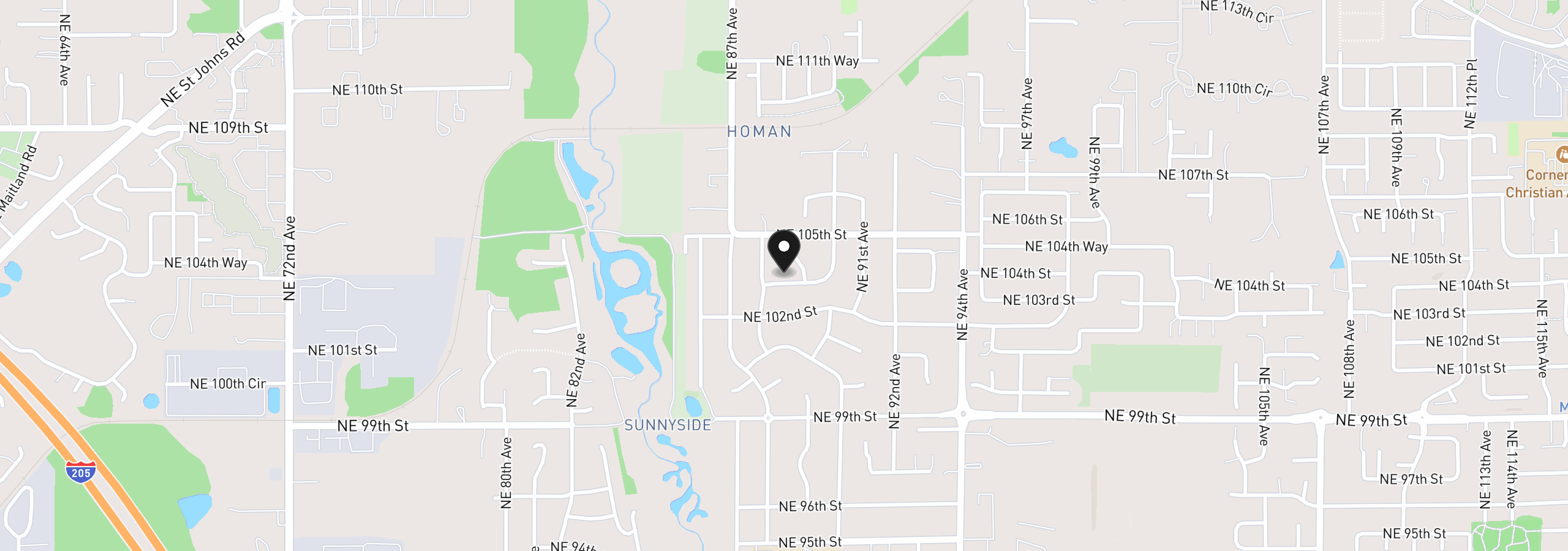 Map showing the location of 8814 NE 104th St, Vancouver, Wa 98662