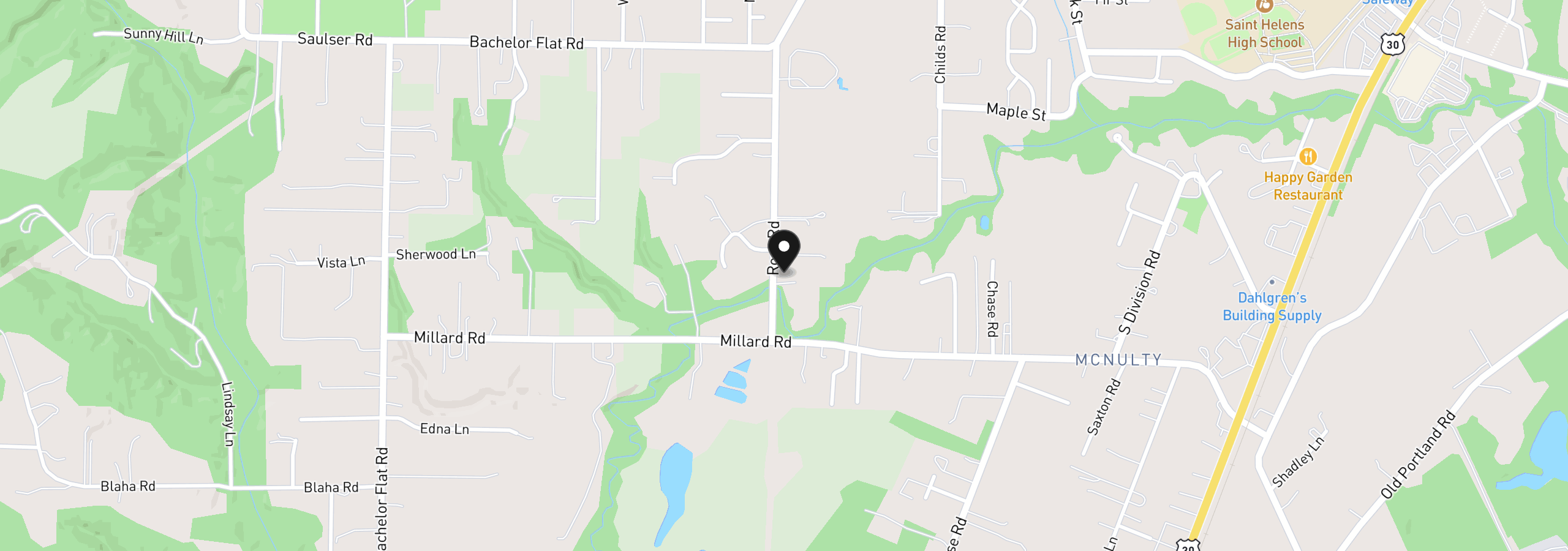 Map showing the location of 58348 Ross Rd, Warren, OR 97053