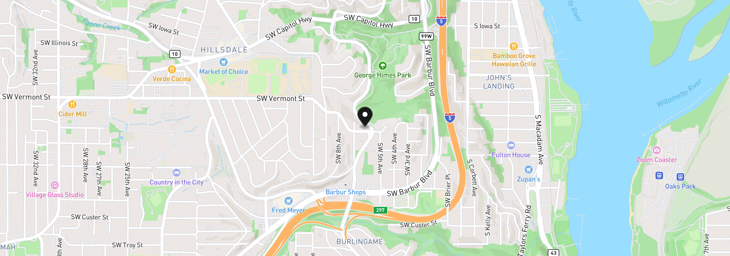 Map showing the location of 601 SW Chestnut St, Portland, OR 97219