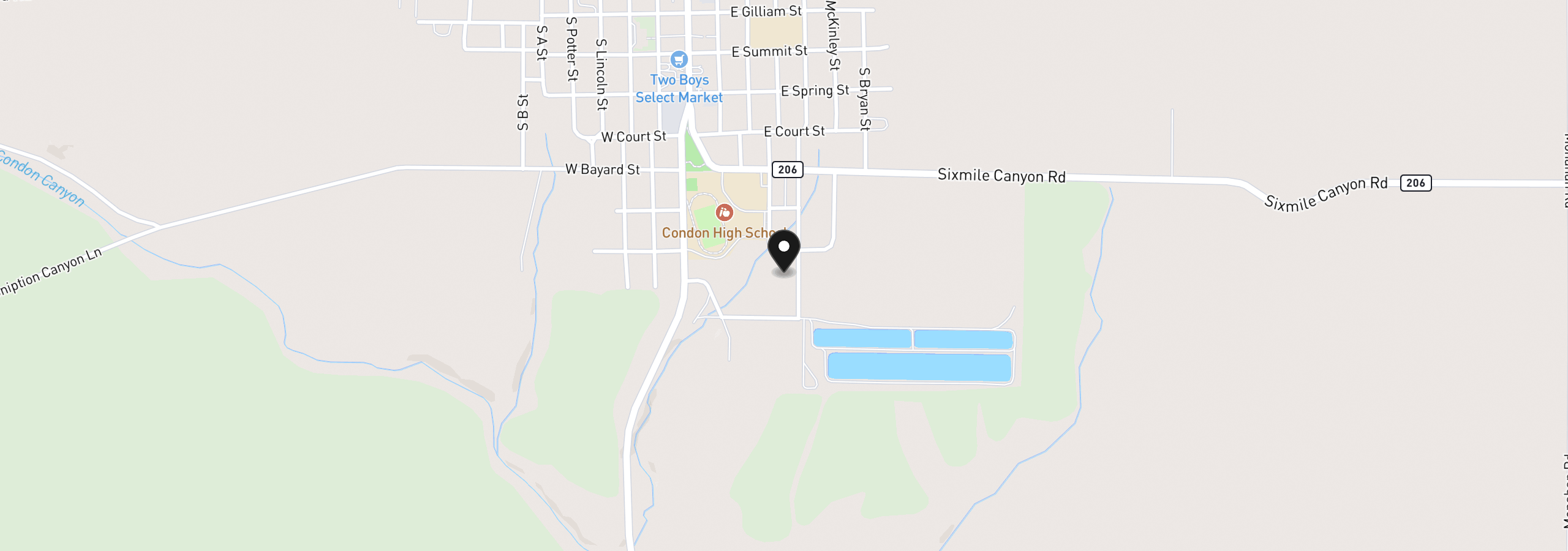 Map showing the location of 807 S Jefferson St, Condon, OR 97823