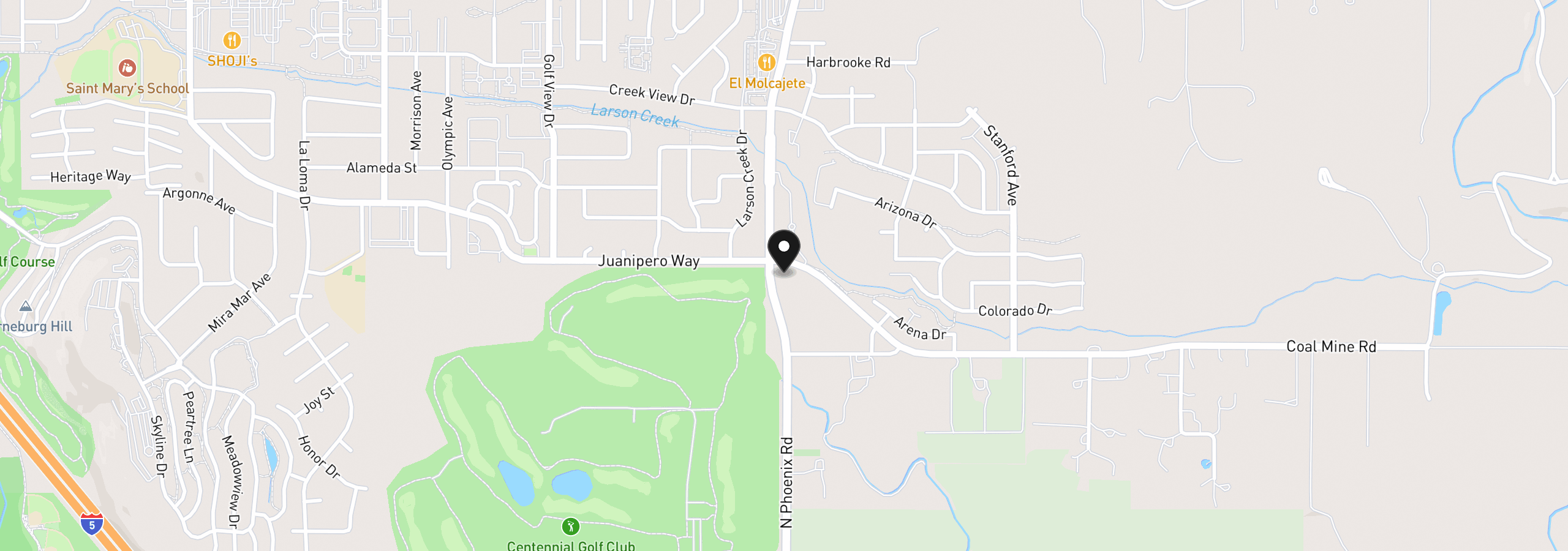 Map showing the location of N Phoenix Rd, Medford, OR 97504