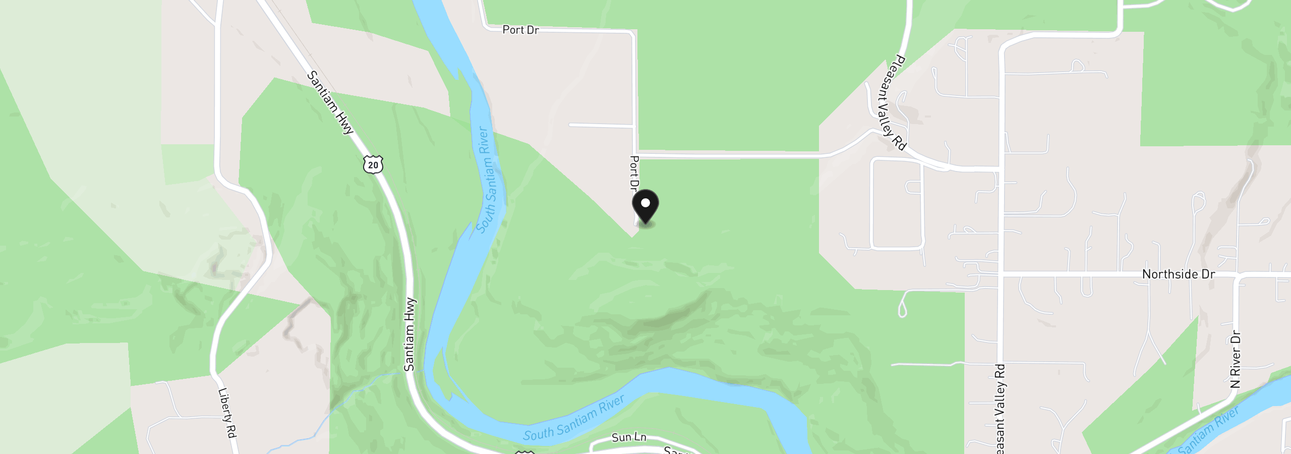 Map showing the location of 41180 Port Dr, Sweet Home, OR 97386
