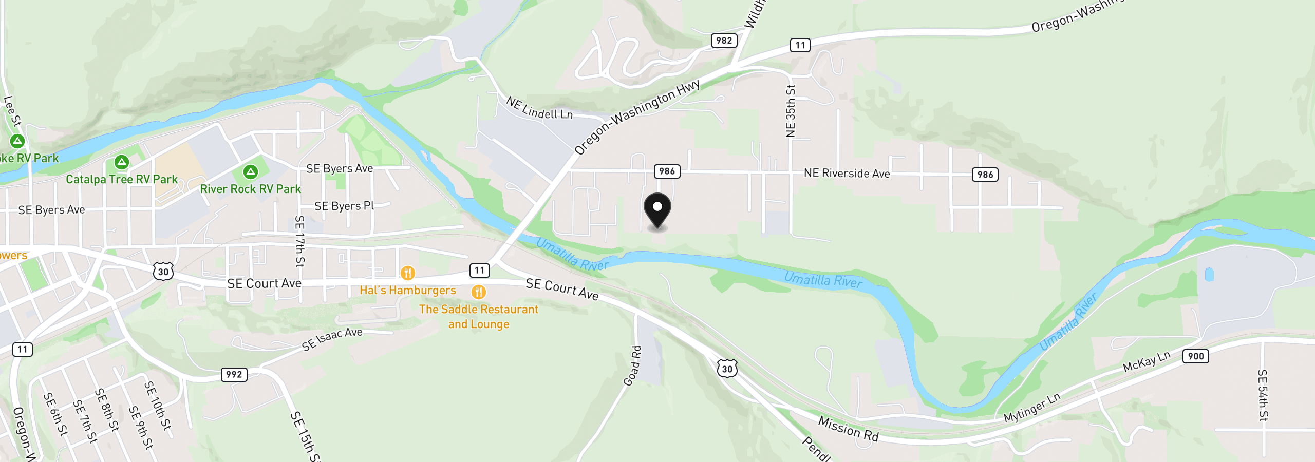 Map showing the location of 303 NE Anvidon St, Pendleton, OR 97801