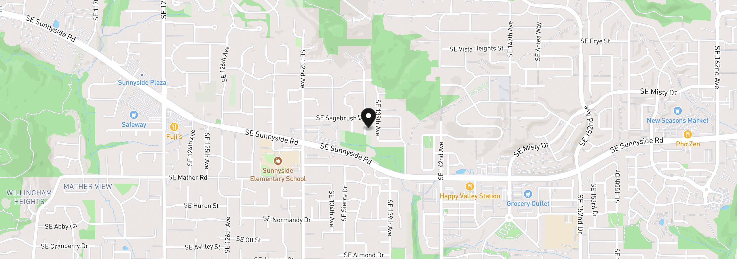 Map showing the location of 13154 SE 137th Dr, Happy Valley, OR 97086