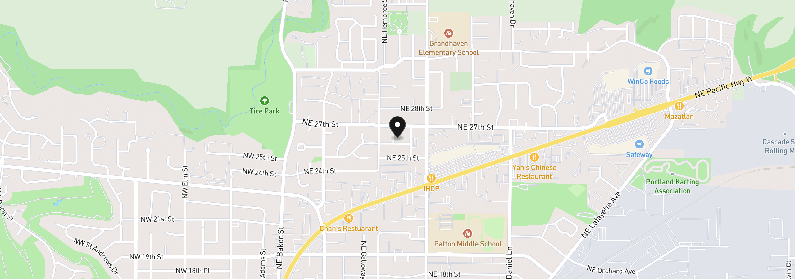 Map showing the location of 2608 NE Irvine St, McMinnville, OR 97128