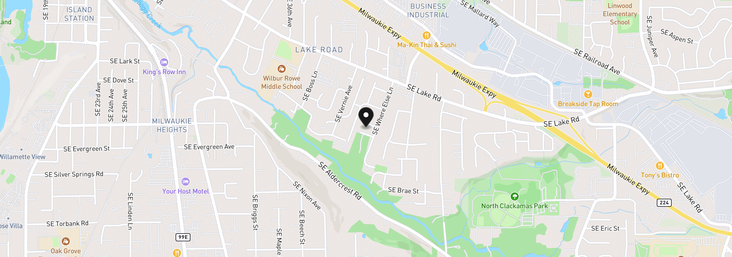 Map showing the location of 4372 SE Jobes Ct, Milwaukie, OR 97222
