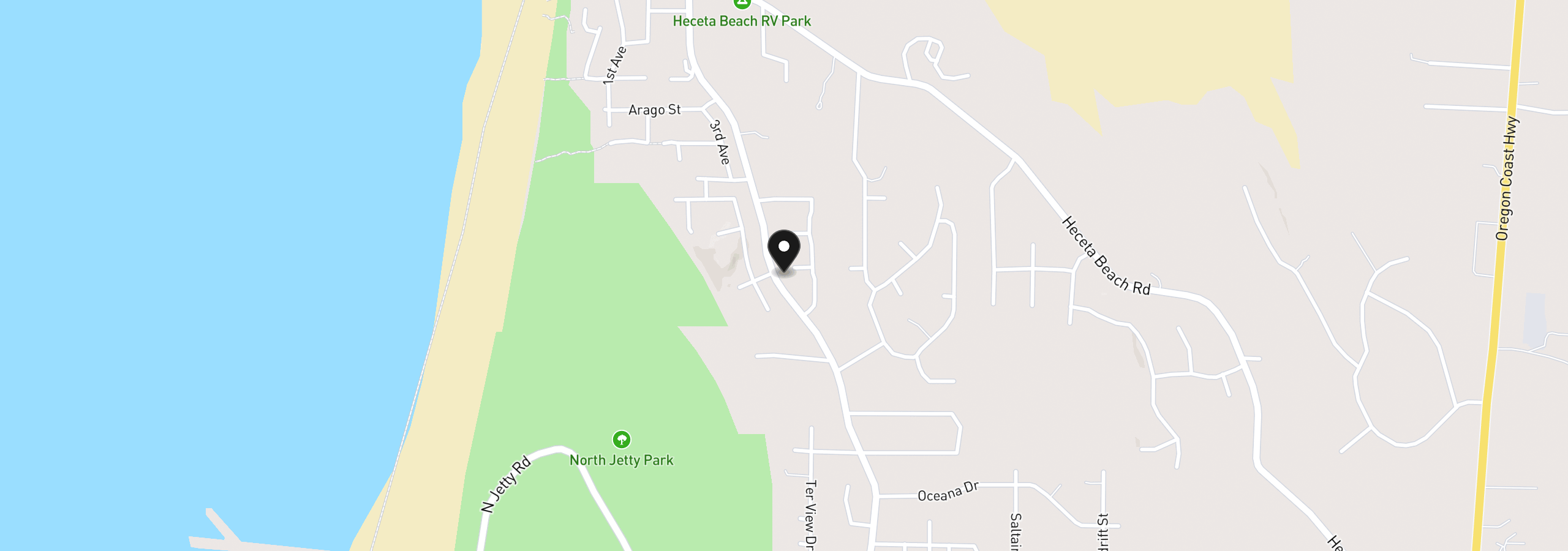 Map showing the location of 11 White Tail Ct, Florence, OR 97439