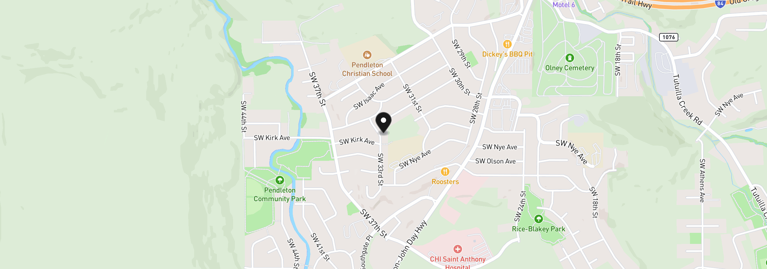 Map showing the location of 920 SW 33rd St, Pendleton, OR 97801