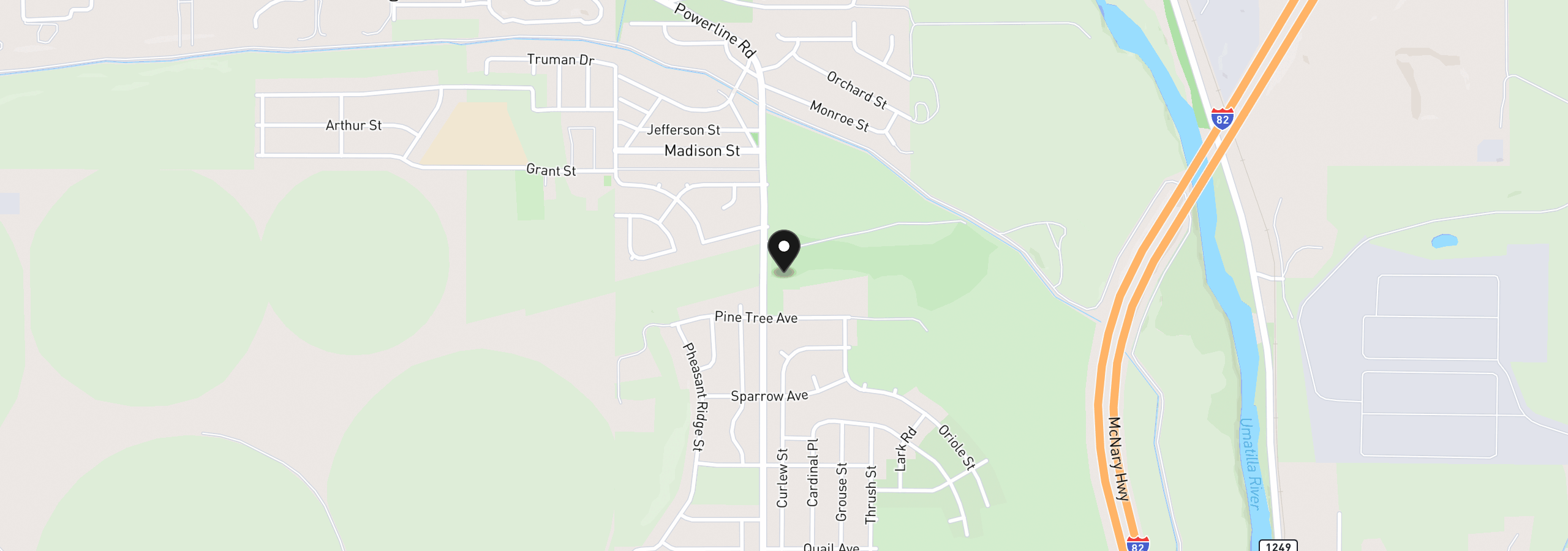 Map showing the location of 311 Pine Tree Ave, Umatilla, OR 97882