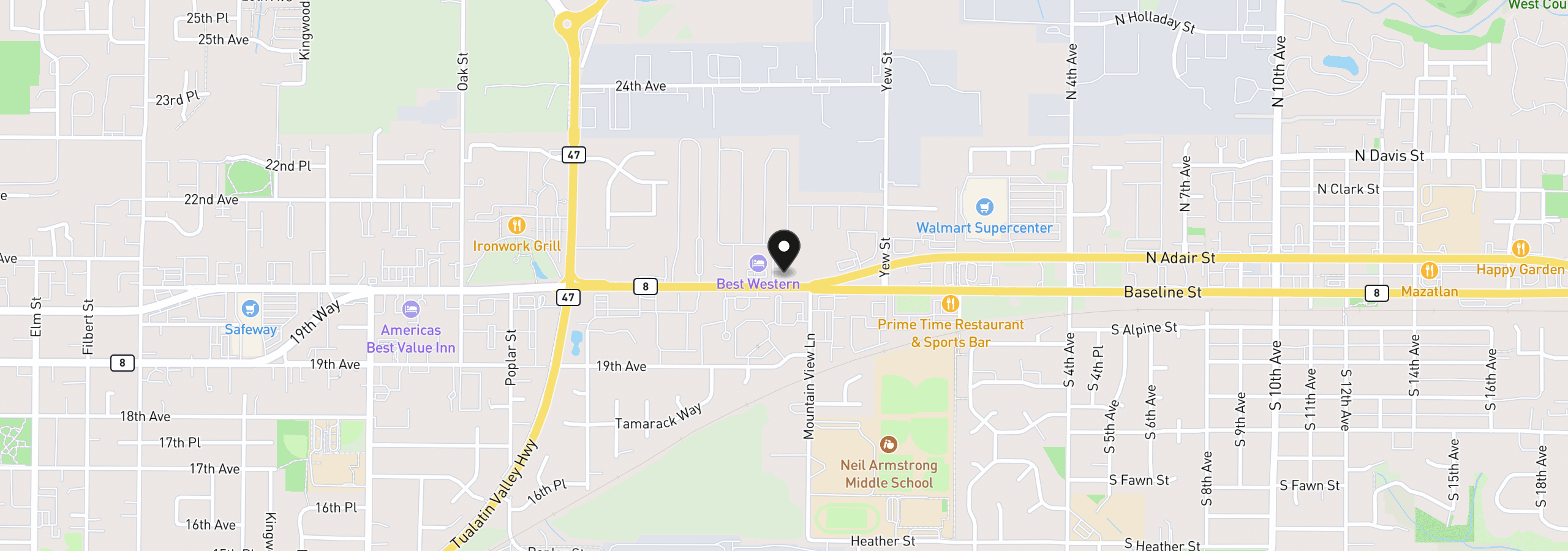 Map showing the location of 3839 Pacific Ave 302, Forest Grove, OR 97116