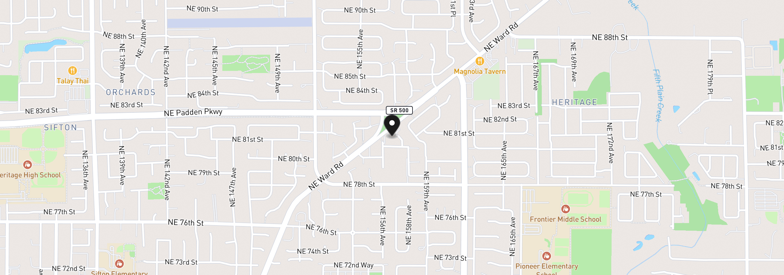 Map showing the location of 8110 NE 158th Ct, Vancouver, Wa 98682
