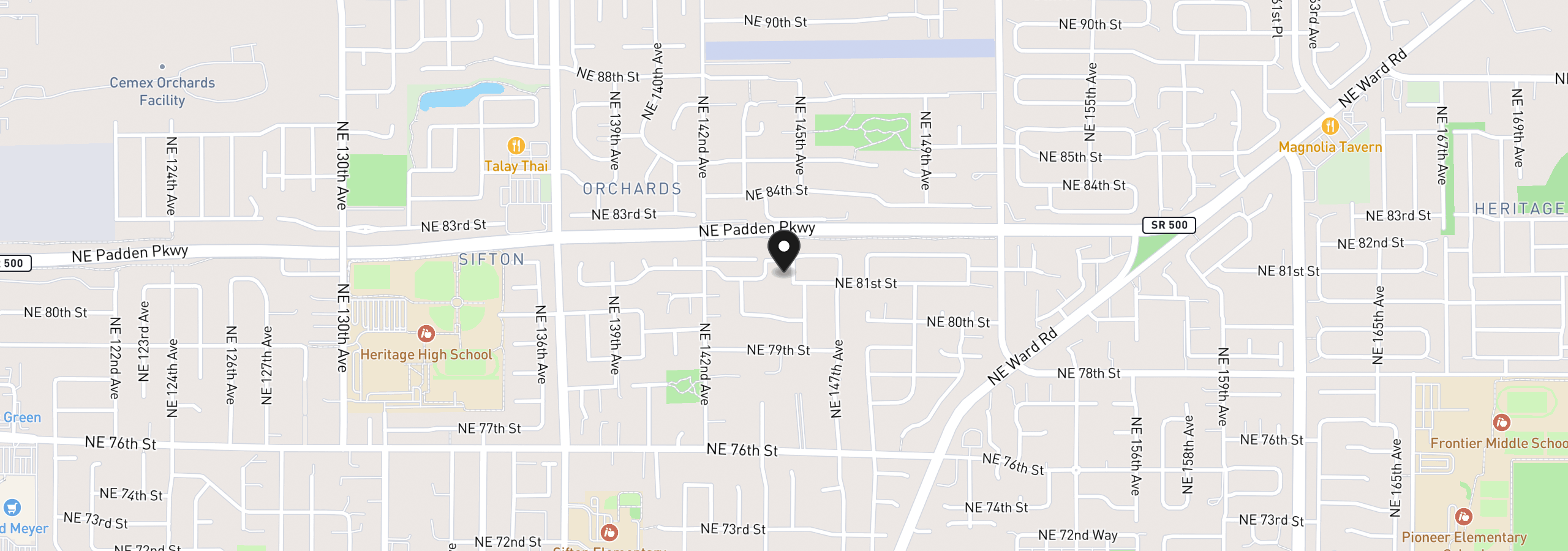 Map showing the location of 8102 NE 145th Ave, Vancouver, Wa 98682