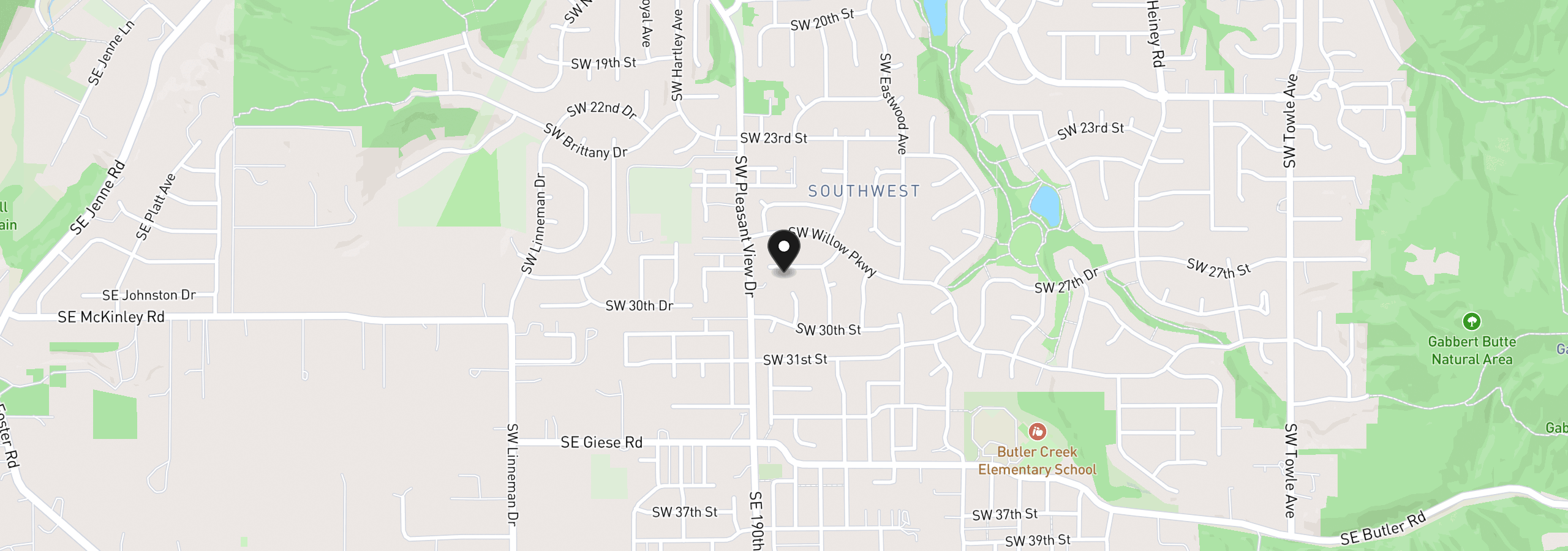 Map showing the location of 3314 SW 28th Ct, Gresham, OR 97080